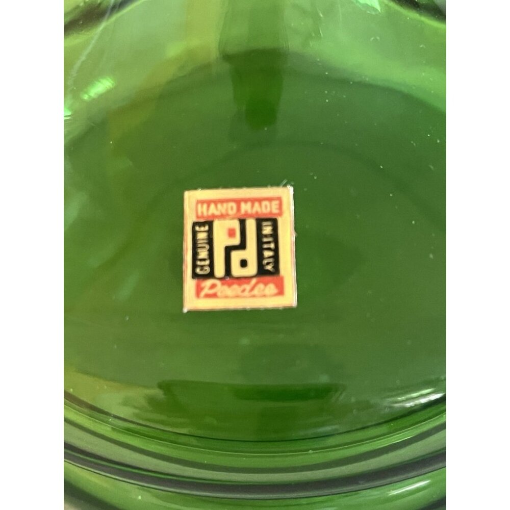 Vintage Peedee Green Glass Decanter Italy Hand Blown Glass MCM Original Stopper - Picture 2 of 11